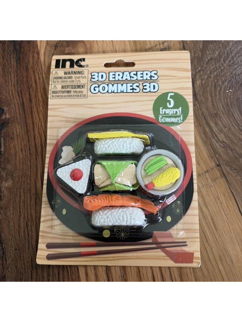 3D GOMMES - 5 CHINESE FOOD DOLLHOUSE MINI ERASER SET -  NEW IN PKG